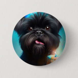 Bóton Redondo 5.08cm Affenpinscher celebrando Balões de aniversário bol