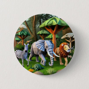 Bóton Redondo 5.08cm  African animals in origame