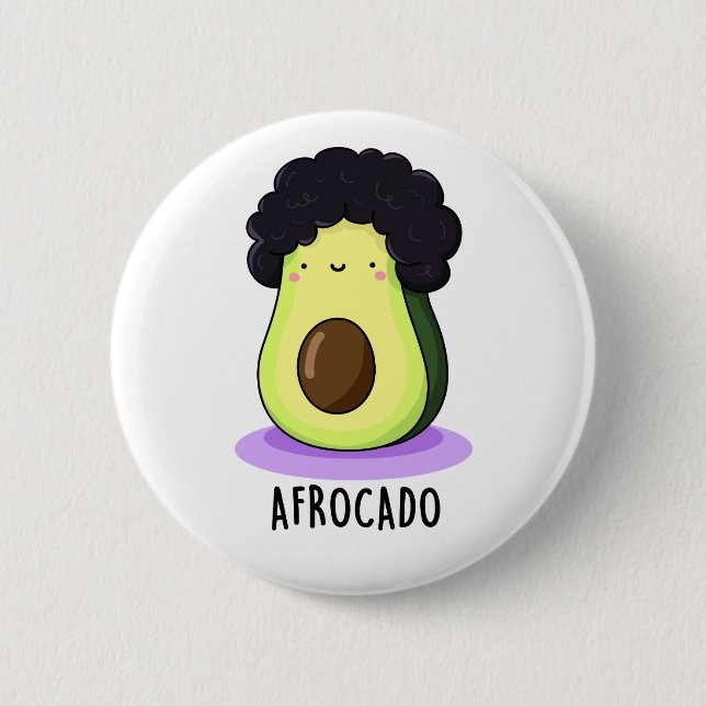 Bóton Redondo 5.08cm Afrocado Engraçado Avocado Com Afro Pun (Frente)