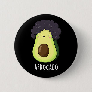 Bóton Redondo 5.08cm Afrocado Engraçado Avocado com Afro Pun Dark BG
