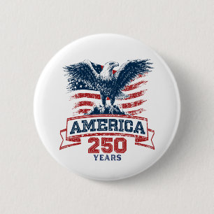 Bóton Redondo 5.08cm Águia Americana Patriótica Celebração dos 250 Anos