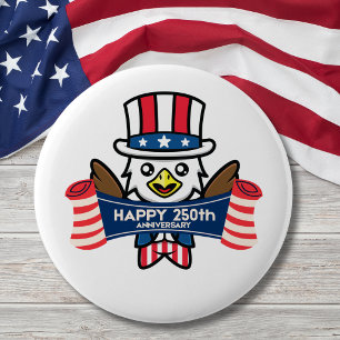 Bóton Redondo 5.08cm Águia Americana Patriótica Feliz 250º Aniversário