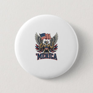 Bóton Redondo 5.08cm Águia Patriótica Merica Camisa Vintage Vetor Desig