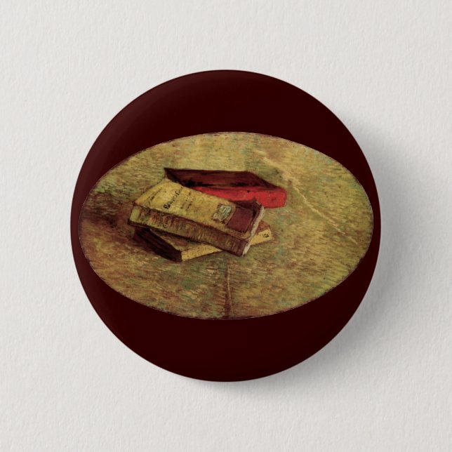Bóton Redondo 5.08cm Ainda viva com três livros de Vincent van Gogh (Frente)