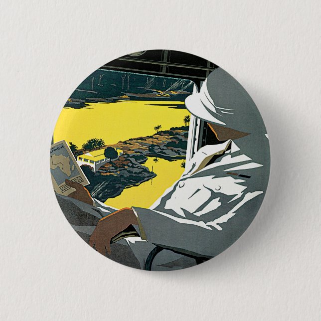 Bóton Redondo 5.08cm Air Afrique: Visitez L'Afrique en Avion (Frente)