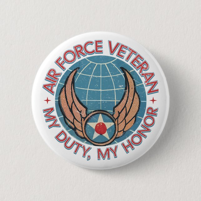 Bóton Redondo 5.08cm Air Force Veteran (Frente)