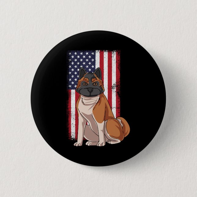 Bóton Redondo 5.08cm Akita USA Flag (Frente)