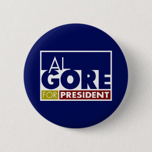 Bóton Redondo 5.08cm Al Gore para o presidente V1