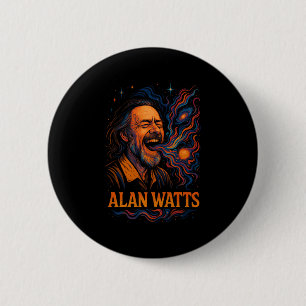 Bóton Redondo 5.08cm Alan Watts ri da Galaxy Universe Psychedelic Art P
