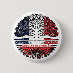 Bóton Redondo 5.08cm Albânia Albânia França, França, Árvore Bandeira