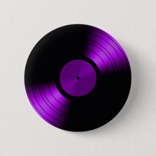 Bóton Redondo 5.08cm Álbum gravado de vinil em 60s roxo 70s 80s