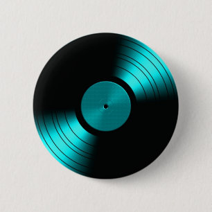 Bóton Redondo 5.08cm Álbum gravado retro de vinil na cerceta