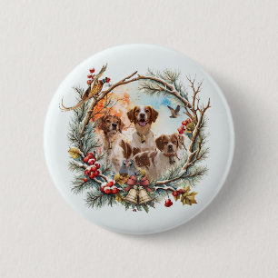 Bóton Redondo 5.08cm Alegria de Férias com um Brittany Spaniel