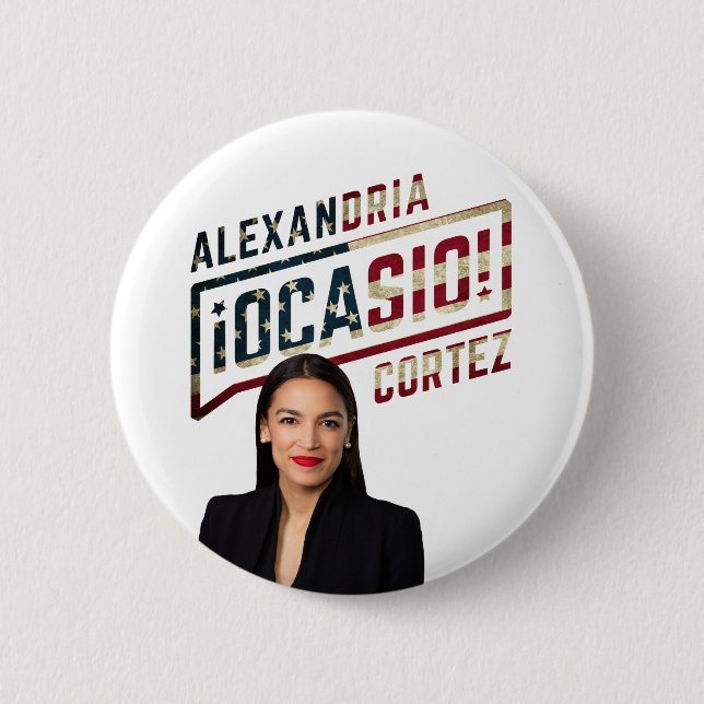 Bóton Redondo 5.08cm Alexandria Ocasio-Cortez (Frente)