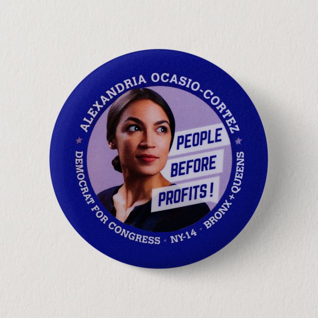 Bóton Redondo 5.08cm Alexandria Ocasio-Cortez (Frente)