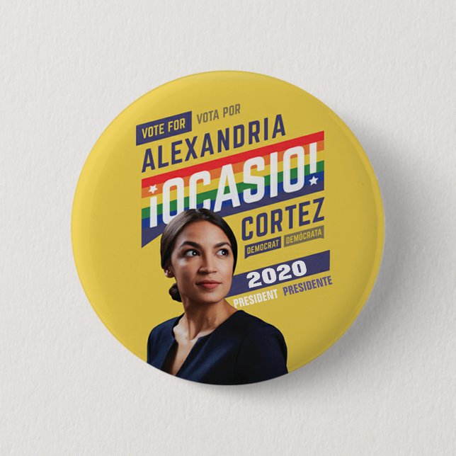 Bóton Redondo 5.08cm Alexandria Ocasio Cortez 2020 (Frente)
