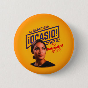 Bóton Redondo 5.08cm Alexandria Ocasio Cortez para o presidente