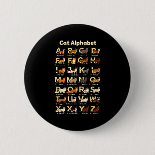Bóton Redondo 5.08cm Alfabeto de gato, amante de gatinho engraçado, vib