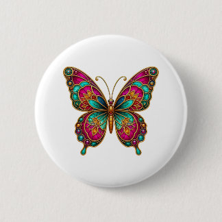 Bóton Redondo 5.08cm Alfinete de Borboleta Boho de Vidro Colorido