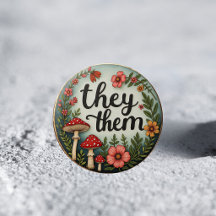 Alfinete de Pronome They/Them Cottagecore LGBTQ