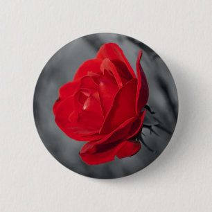 Bóton Redondo 5.08cm Alfinete de Rosa Vermelha