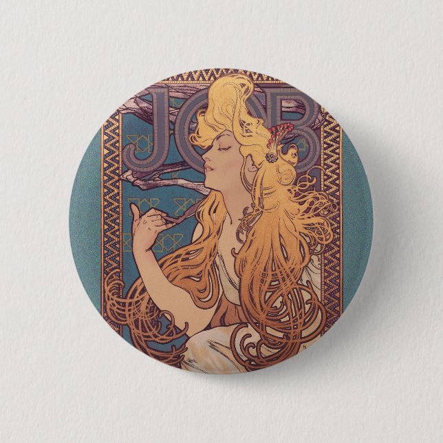 Bóton Redondo 5.08cm Alfonse Mucha Job Art Nouveau mulher (Frente)