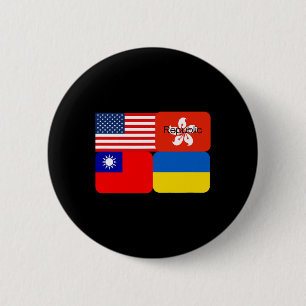 Bóton Redondo 5.08cm Aliança Liberdade EUA Hong Kong República Taiwan U