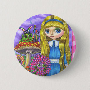 Bóton Redondo 5.08cm Alice no país das maravilhas e no botão de