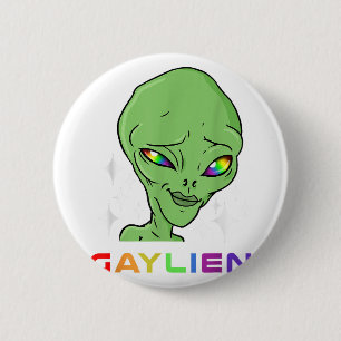 Bóton Redondo 5.08cm Alienígena Gaylien Gay para Orgulho gay