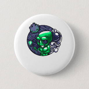 Bóton Redondo 5.08cm Alienígena Selfie Snap Para Ventilador De Espaço