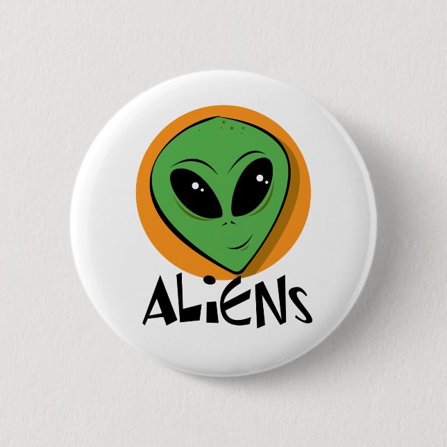 Bóton Redondo 5.08cm Alienígena verde pequena (Frente)