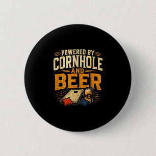 Bóton Redondo 5.08cm Alimentado por cornhole e cerveja divertido tailga