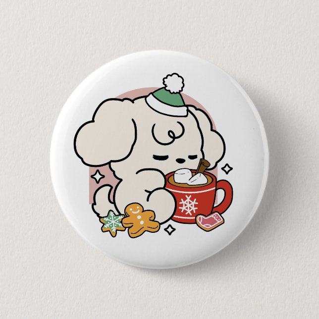 Bóton Redondo 5.08cm Alimentado por Sonhos de Cacau e Cãozinho - Cachor (Frente)