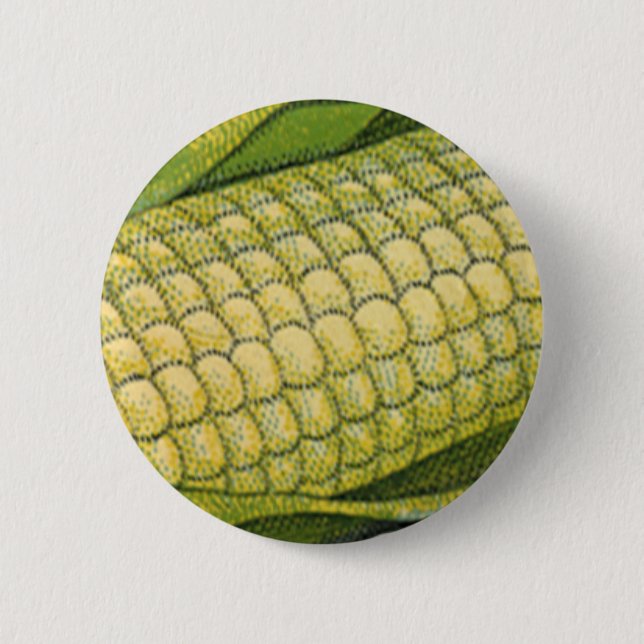 Bóton Redondo 5.08cm Alimentos Antigos, Legumes Saudáveis, Milho na Esp (Frente)