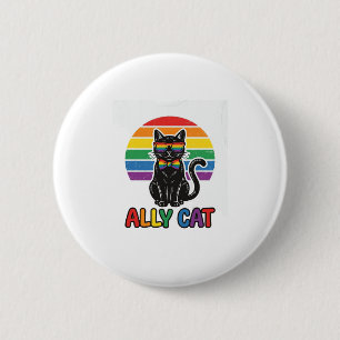 Bóton Redondo 5.08cm Ally Cat Arco-íris Orgulho Camisa de Gato Vintage