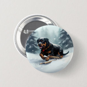 Bóton Redondo 5.08cm Almofada de Natal de inverno Rottweiler