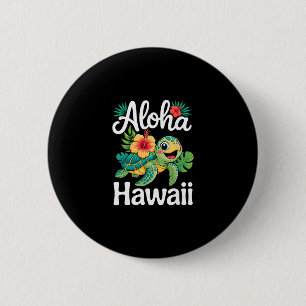 Bóton Redondo 5.08cm Aloha Havaí Tartaruga Ilha Havaiana Crianças Homen