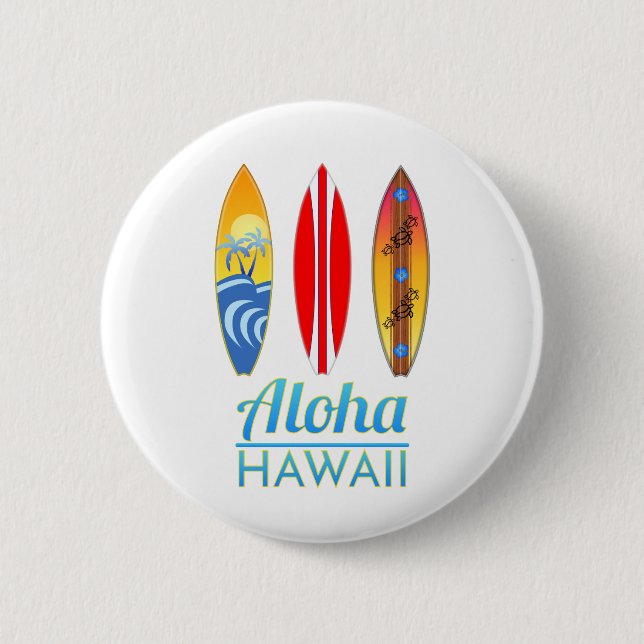 Bóton Redondo 5.08cm Aloha Hawaii Surfboards (Frente)