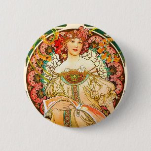 Bóton Redondo 5.08cm Alphonse Mucha Art Nouveau Daydre