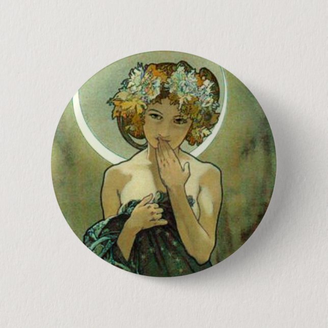 Bóton Redondo 5.08cm Alphonse Mucha Clair De Lune Botão (Frente)