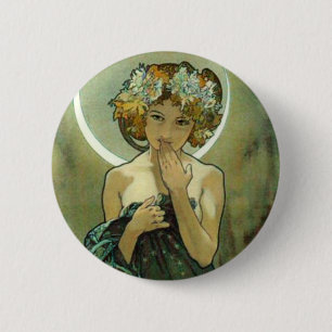 Bóton Redondo 5.08cm Alphonse Mucha Clair De Lune Botão