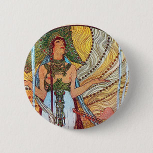 Bóton Redondo 5.08cm Alphonse Mucha Peacock art