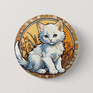 Bóton Redondo 5.08cm Alphonse Mucha Style Cat