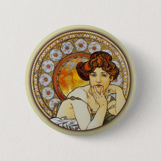 Bóton Redondo 5.08cm Alphonse Mucha - topázio