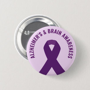 Bóton Redondo 5.08cm Alzheimer e consciência cerebral Fita roxa
