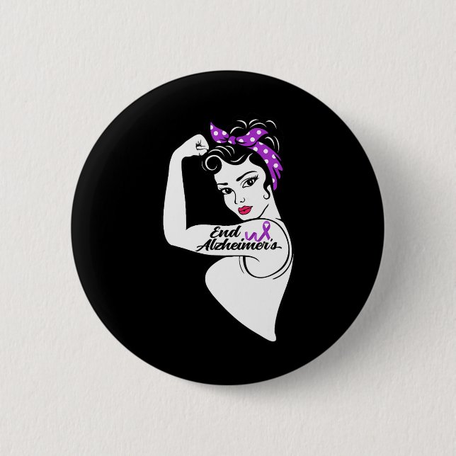 Bóton Redondo 5.08cm Alzheimer Sensibilização Forte Fita Roxa (Frente)