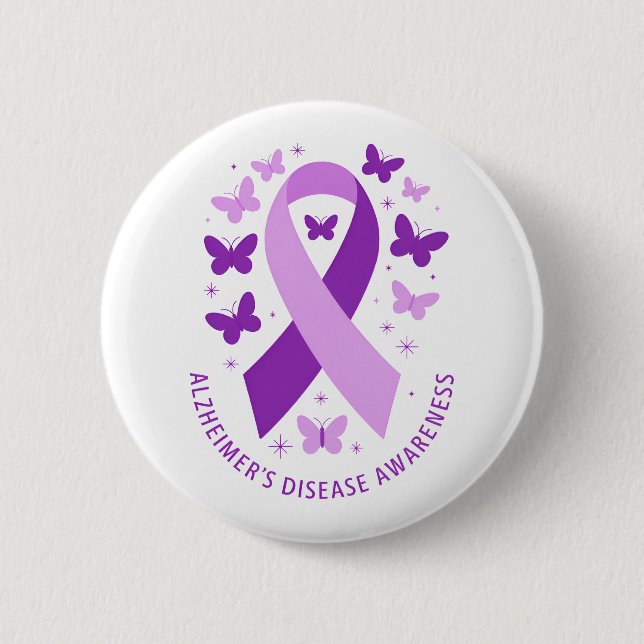 Bóton Redondo 5.08cm Alzheimer's Disease Awareness Purple Ribbon (Frente)