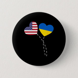 Bóton Redondo 5.08cm Amando a Bandeira da Ucrânia dos EUA Coração Ucran