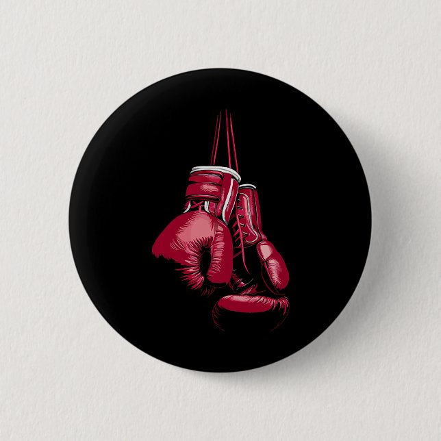 Bóton Redondo 5.08cm Amante de Kickboxing Boxe Boxeador Luvas de Boxe V (Frente)