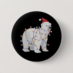 Bóton Redondo 5.08cm Amante de Luzes de Natal de Urso Polar Engraçado